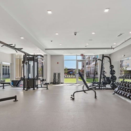 Gym with workout equipment