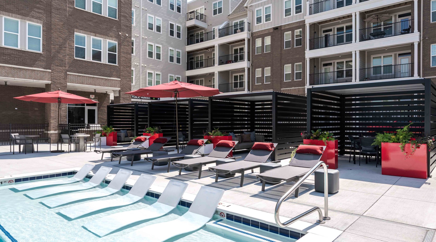 Pool with sundeck and chairs