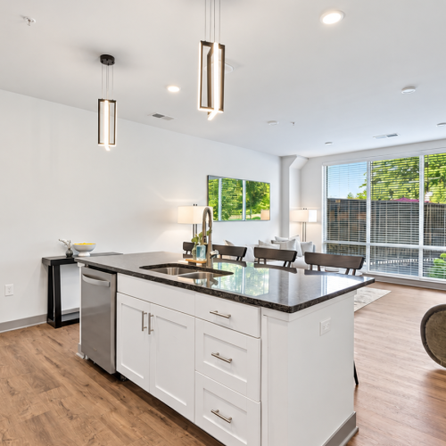 Kitchen island with white cabinets