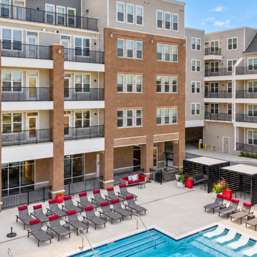 Pool with view of balconies