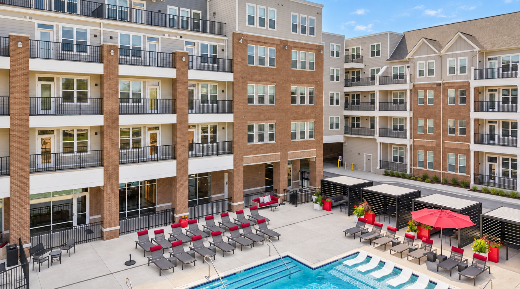 Pool with view of balconies